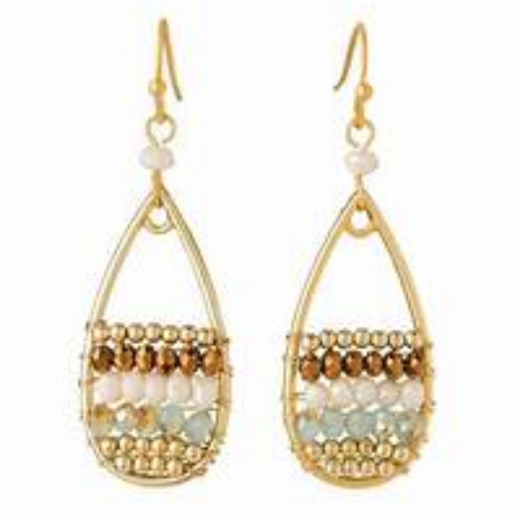 Beaded Pear Earrings - Earth Sky 28$